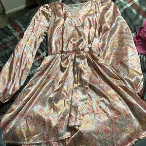 Peach Love California Pink and Orange Paisley Dress